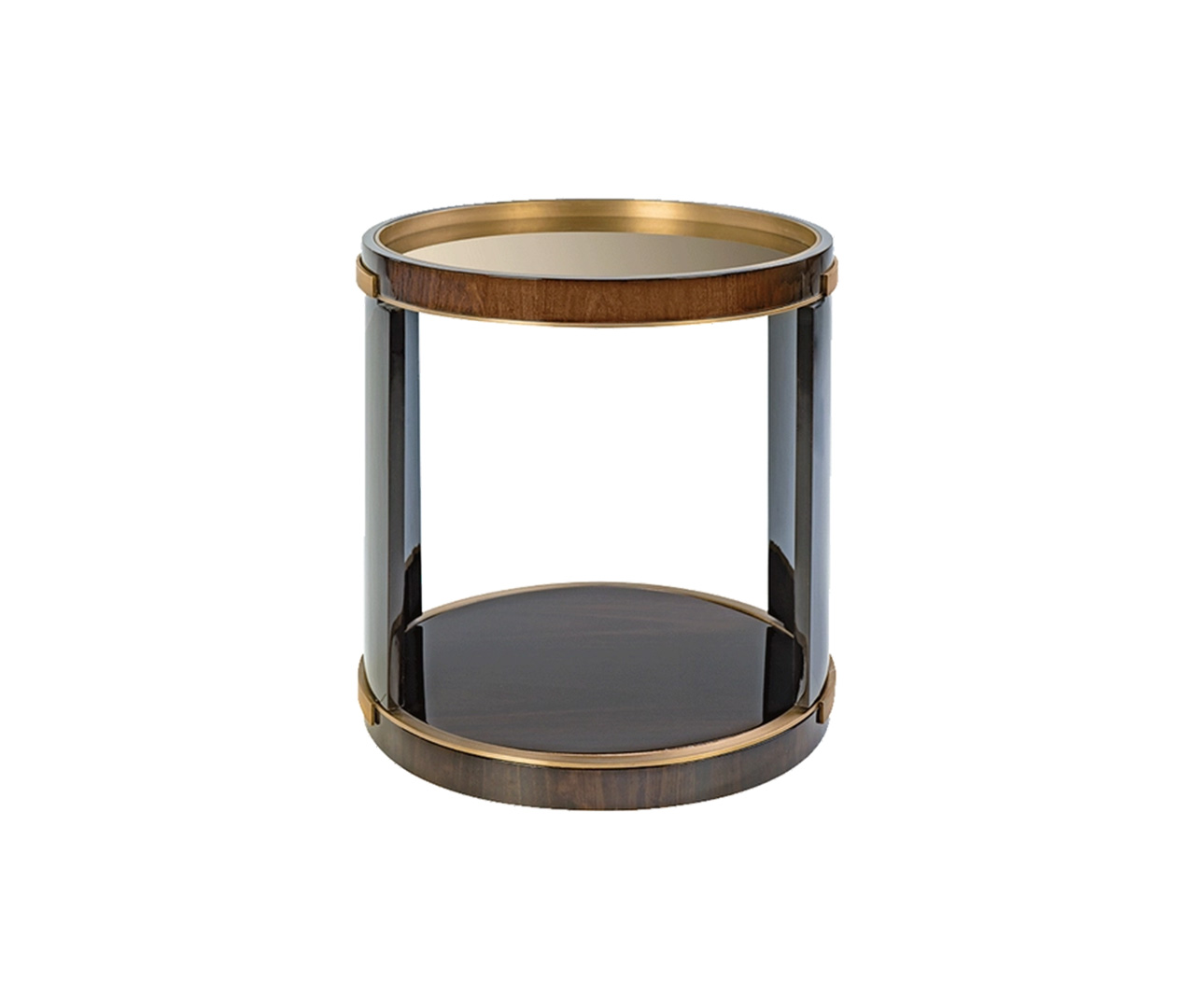 Bold Drum Side Table with Bronze Mirror