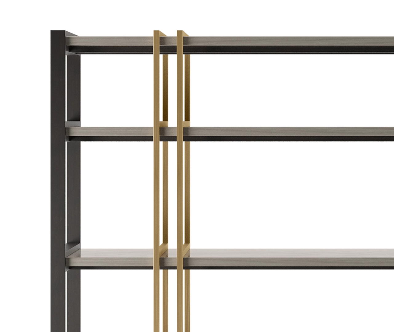 Gold and Black Shelving Unit