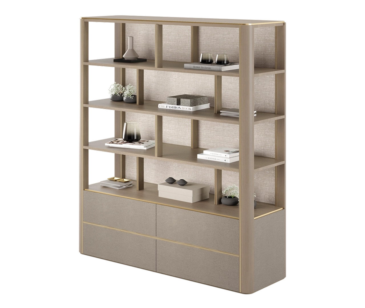 Wood and Leather Shelving Unit