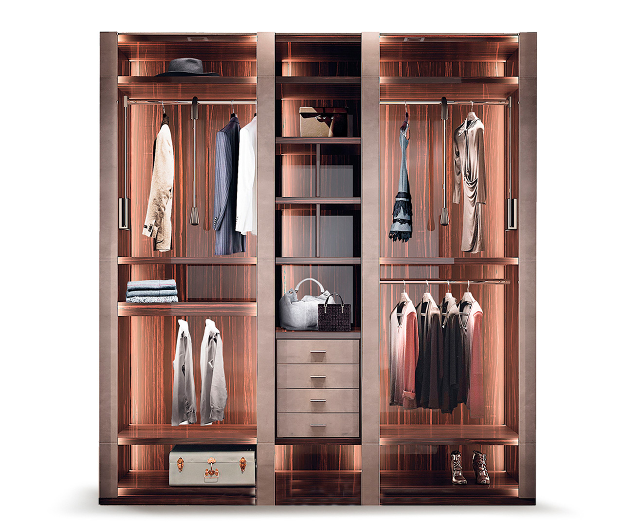 Leather and Wood Walk-In Wardrobe