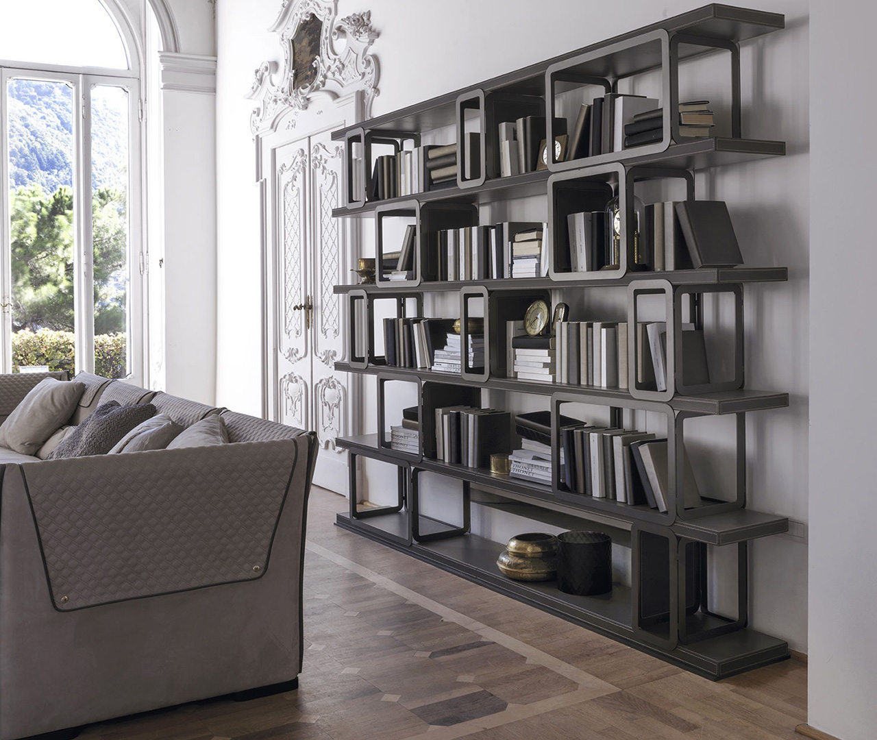 Black Lacquer Shelving Unit