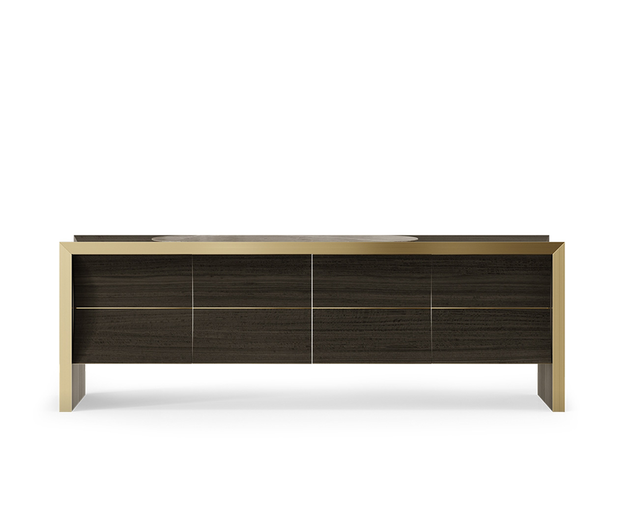 Stainless Steel and Wood Veneer Buffet