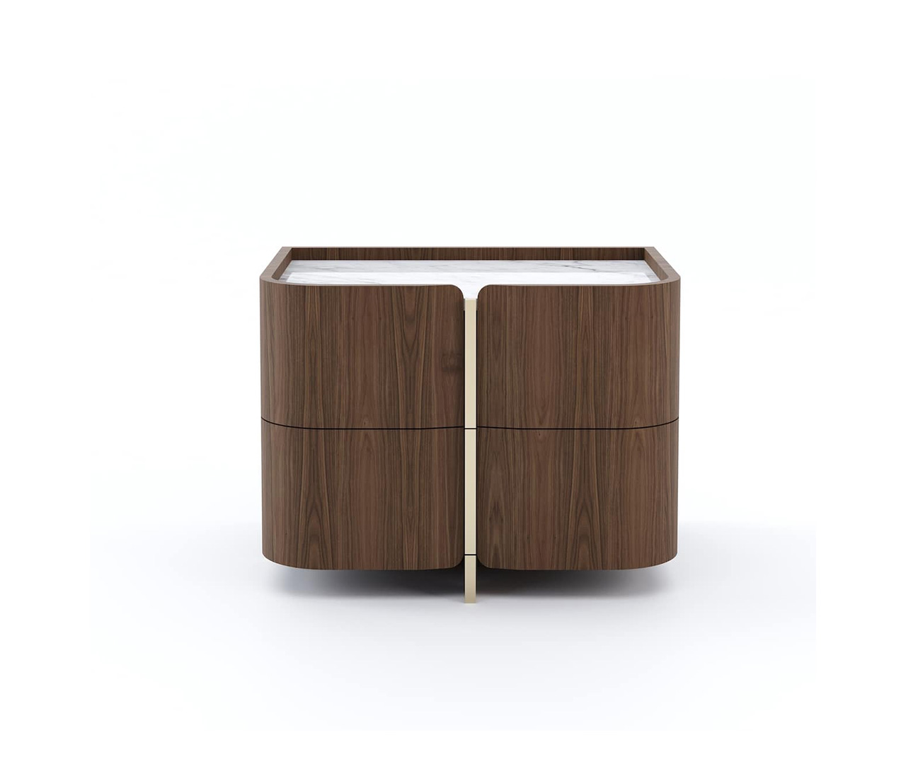 Walnut Gentle Curved Bedside Table