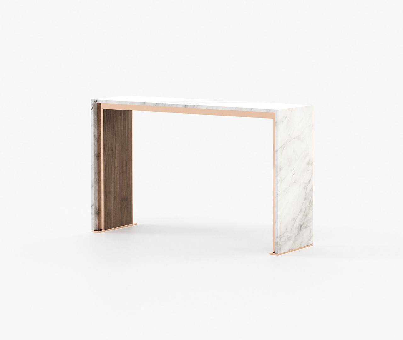 Marble and Wood Rectangular Console